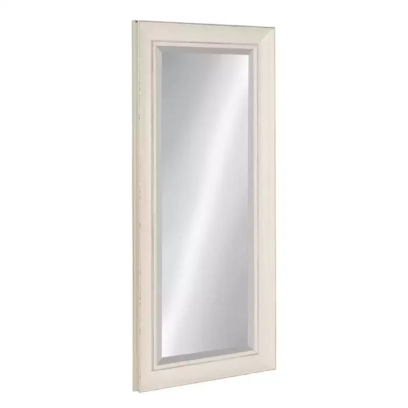 Specchio da parete incorniciato Macon, 40,6 x 91,4 cm, bianco, stile moderno, vetro bisellato, nessun assemblaggio richiesto
