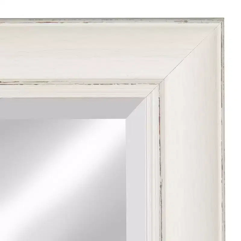 Specchio da parete incorniciato Macon, 40,6 x 91,4 cm, bianco, stile moderno, vetro bisellato, nessun assemblaggio richiesto