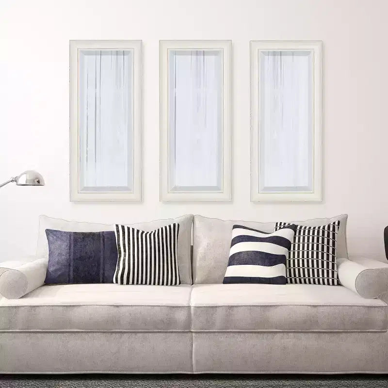 Specchio da parete incorniciato Macon, 40,6 x 91,4 cm, bianco, stile moderno, vetro bisellato, nessun assemblaggio richiesto