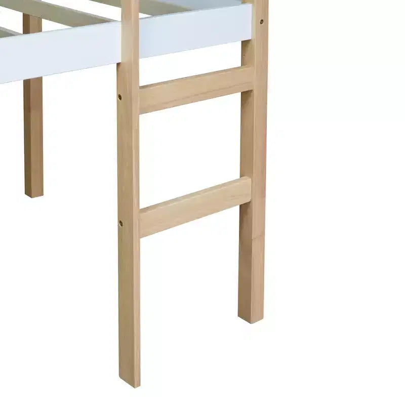 Letto a soppalco in legno di gomma con scaletta di sicurezza multicolore