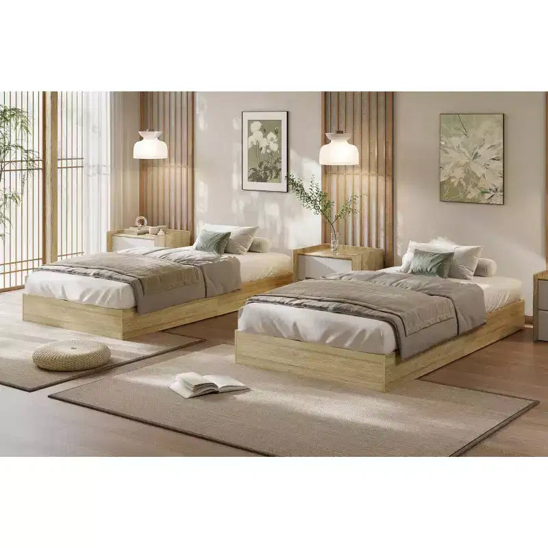 Base letto a piattaforma in legno Twin Size - Struttura letto in legno senza testiera, supporto a doghe in legno, non necessita di rete a molle, facile montaggio