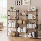 GustoWave Scaffali a 4 livelli, Libreria industriale tripla larga, Libreria in acciaio 157 x 137 x 25 cm, Scaffali per esposizione e archiviazione