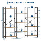 GustoWave Scaffali a 4 livelli, Libreria industriale tripla larga, Libreria in acciaio 157 x 137 x 25 cm, Scaffali per esposizione e archiviazione