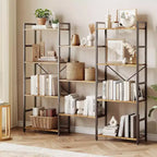 GustoWave Scaffali a 4 livelli, Libreria industriale tripla larga, Libreria in acciaio 157 x 137 x 25 cm, Scaffali per esposizione e archiviazione