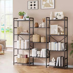 GustoWave Scaffali a 4 livelli, Libreria industriale tripla larga, Libreria in acciaio 157 x 137 x 25 cm, Scaffali per esposizione e archiviazione