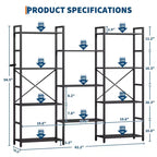 GustoWave Scaffali a 4 livelli, Libreria industriale tripla larga, Libreria in acciaio 157 x 137 x 25 cm, Scaffali per esposizione e archiviazione