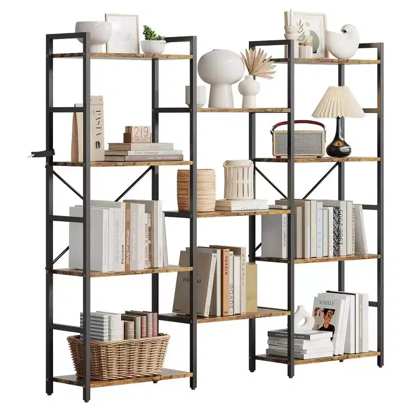 GustoWave Scaffali a 4 livelli, Libreria industriale tripla larga, Libreria in acciaio 157 x 137 x 25 cm, Scaffali per esposizione e archiviazione