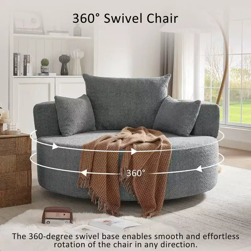 Sedia Girevole a 360° Poltrona Girevole a Barile Rotonda con 3 Cuscini Rimovibili per Salotto, Camera da Letto, Ufficio e Hotel, Verde