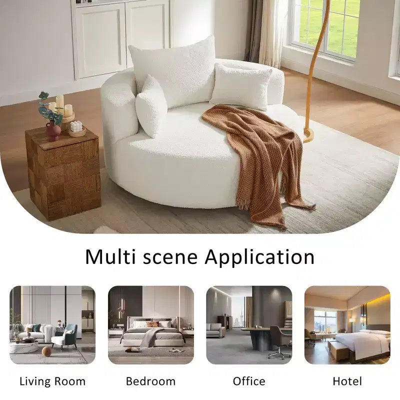 Sedia Girevole a 360° Poltrona Girevole a Barile Rotonda con 3 Cuscini Rimovibili per Salotto, Camera da Letto, Ufficio e Hotel, Verde