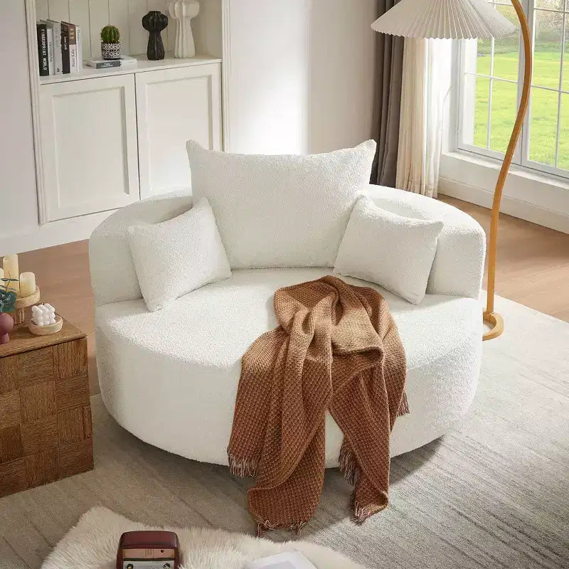 Sedia Girevole a 360° Poltrona Girevole a Barile Rotonda con 3 Cuscini Rimovibili per Salotto, Camera da Letto, Ufficio e Hotel, Verde