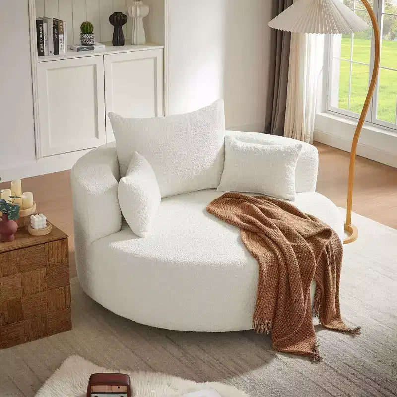 Sedia Girevole a 360° Poltrona Girevole a Barile Rotonda con 3 Cuscini Rimovibili per Salotto, Camera da Letto, Ufficio e Hotel, Verde