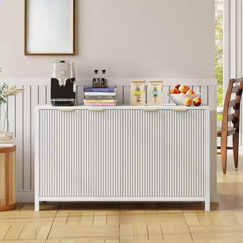 Mobile Credenza a 55 ante con spazio contenitivo, Tavolino da caffè in legno con ripiani regolabili, Tavolo Consolle da ingresso, Credenza moderna per soggiorno