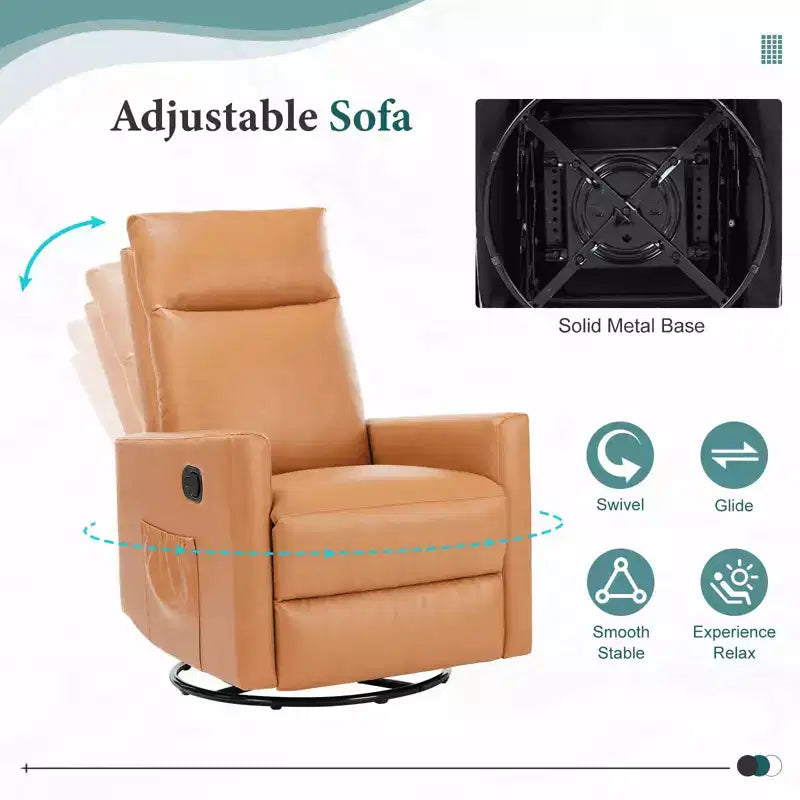 Poltrona con accento - Poltrona girevole a 360° in ciniglia con cuscino lombare