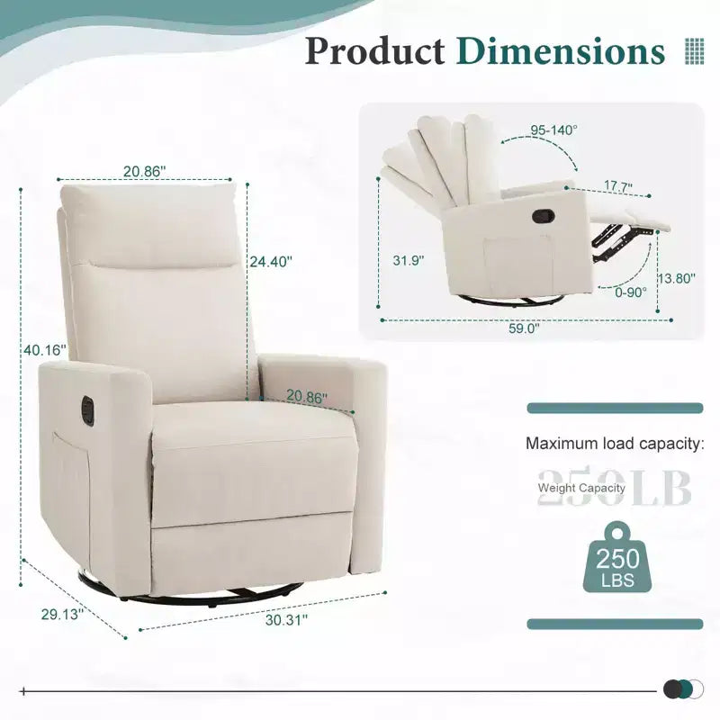 Poltrona con accento - Poltrona girevole a 360° in ciniglia con cuscino lombare