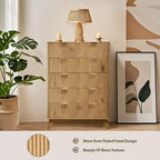 Comò scanalato a 5 cassetti per camera da letto, cassettiera moderna alta 47" in legno, organizzatore a cassetti per camera da letto, soggiorno, corridoio, ingresso