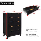 Comò scanalato a 5 cassetti per camera da letto, cassettiera moderna alta 47" in legno, organizzatore a cassetti per camera da letto, soggiorno, corridoio, ingresso