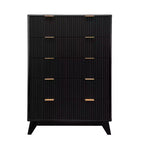 Comò scanalato a 5 cassetti per camera da letto, cassettiera moderna alta 47" in legno, organizzatore a cassetti per camera da letto, soggiorno, corridoio, ingresso