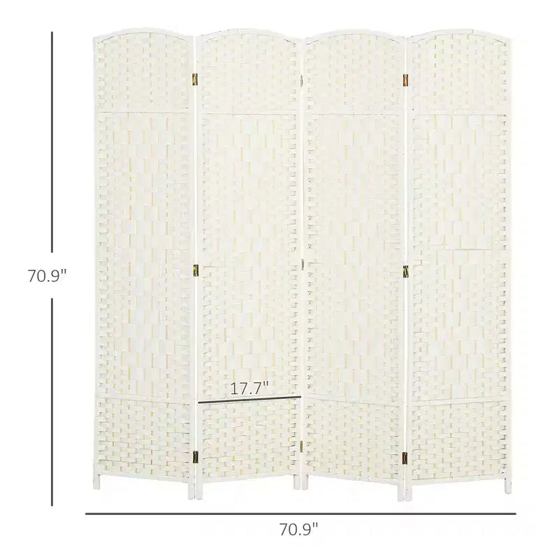 Paravento Pieghevole a 4 Pannelli Alto 180cm, Divisorio Autoportante in Legno per Ufficio Domestico