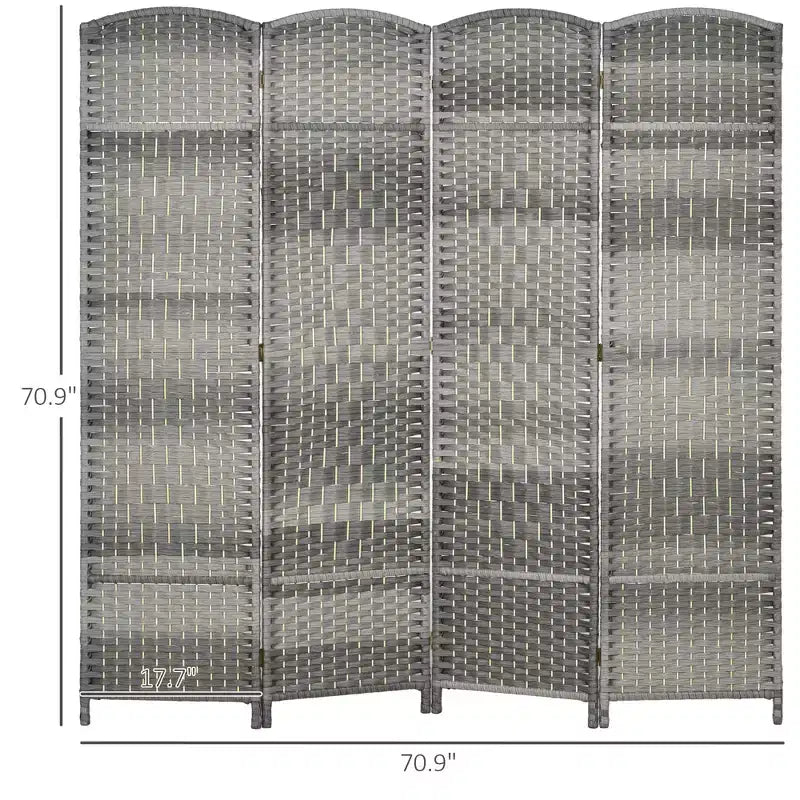Paravento Pieghevole a 4 Pannelli Alto 180cm, Divisorio Autoportante in Legno per Ufficio Domestico