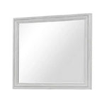 Specchiera da comò, vetro smussato, cornice in legno massiccio bianco rustico 38x44