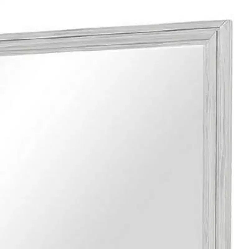 Specchiera da comò, vetro smussato, cornice in legno massiccio bianco rustico 38x44