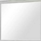 Specchiera da comò, vetro smussato, cornice in legno massiccio bianco rustico 38x44