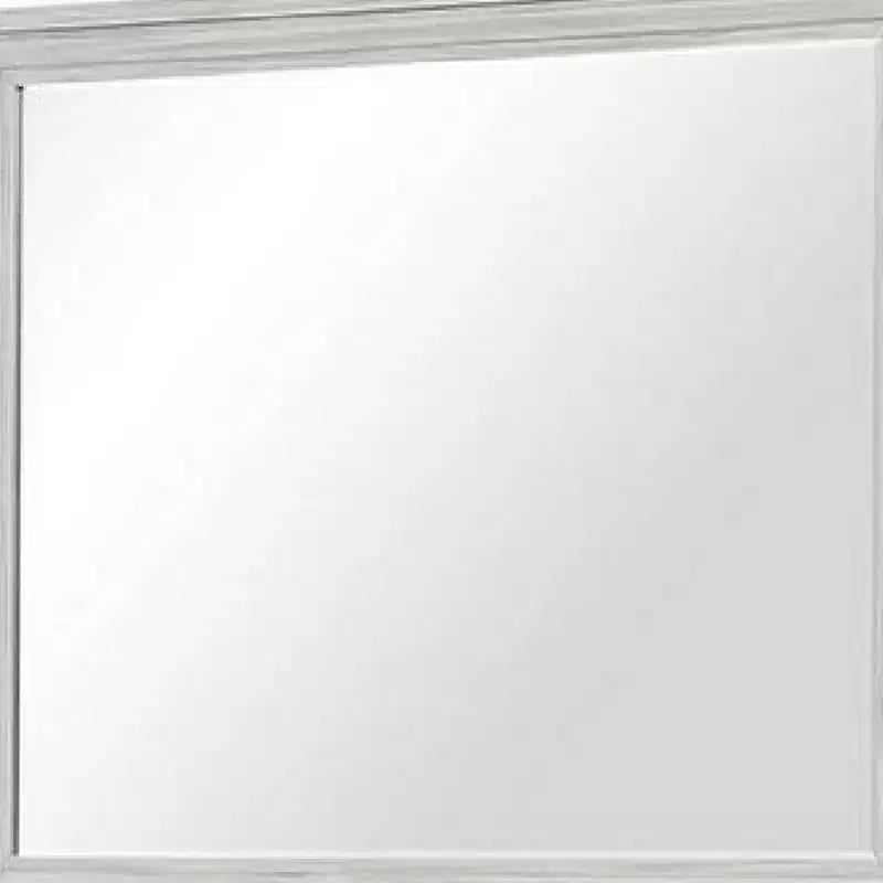 Specchiera da comò, vetro smussato, cornice in legno massiccio bianco rustico 38x44