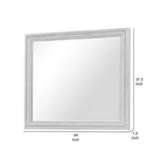 Specchiera da comò, vetro smussato, cornice in legno massiccio bianco rustico 38x44