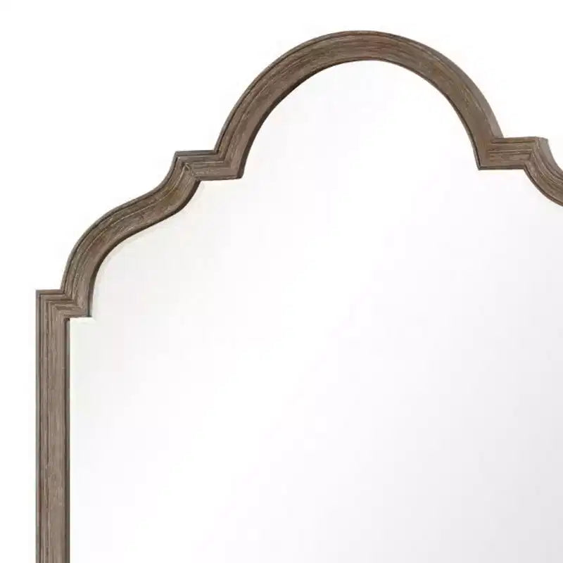 Specchio da Comò, Vetro Smussato, Legno Massello Rovere Rustico Marrone, 41x50