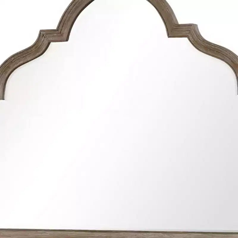 Specchio da Comò, Vetro Smussato, Legno Massello Rovere Rustico Marrone, 41x50