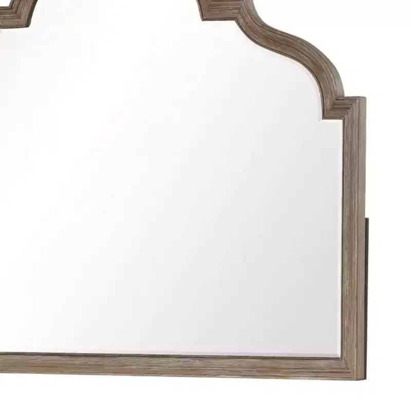 Specchio da Comò, Vetro Smussato, Legno Massello Rovere Rustico Marrone, 41x50