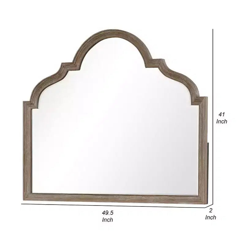 Specchio da Comò, Vetro Smussato, Legno Massello Rovere Rustico Marrone, 41x50