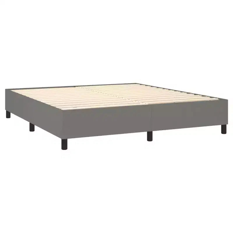 Struttura letto in tessuto grigio scuro (100% poliestere), compensato, legno ingegnerizzato