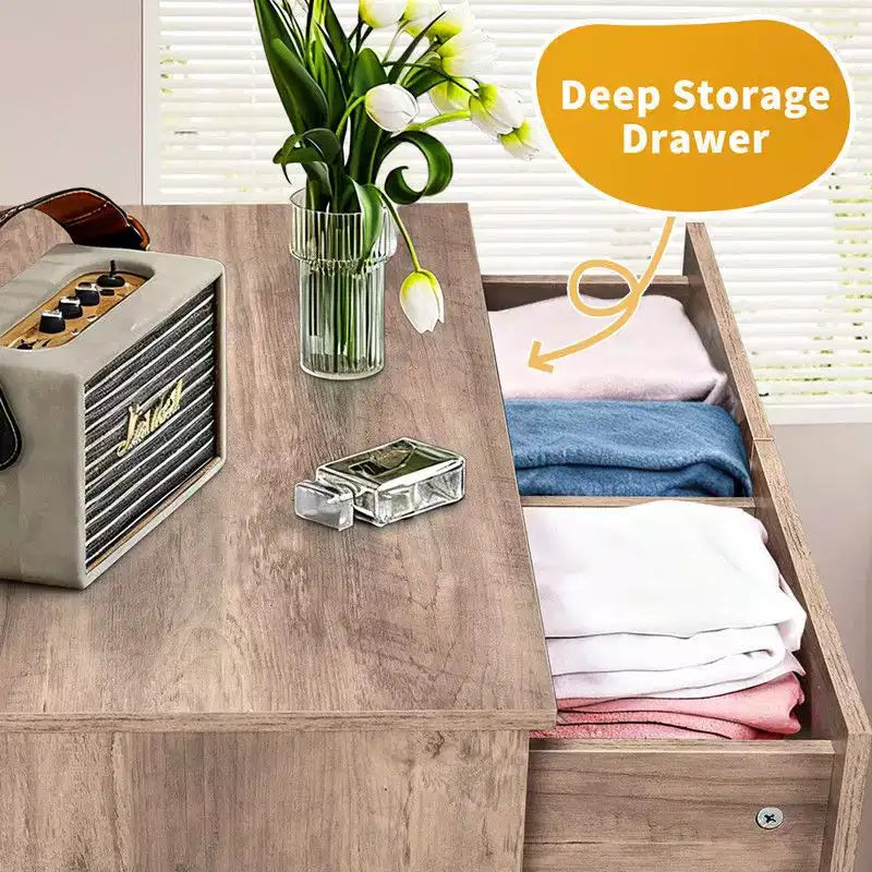 Cassettiera a 7 cassetti grande Karl Home per camera da letto e comò con struttura robusta, organizer in legno per riporre oggetti nell'armadio, di colore grigio