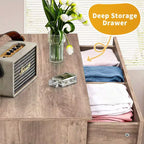 Cassettiera a 7 cassetti grande Karl Home per camera da letto e comò con struttura robusta, organizer in legno per riporre oggetti nell'armadio, di colore grigio