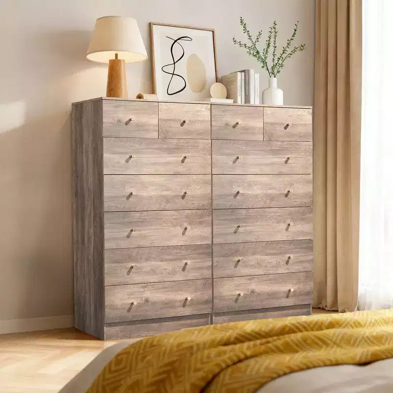 Cassettiera a 7 cassetti grande Karl Home per camera da letto e comò con struttura robusta, organizer in legno per riporre oggetti nell'armadio, di colore grigio