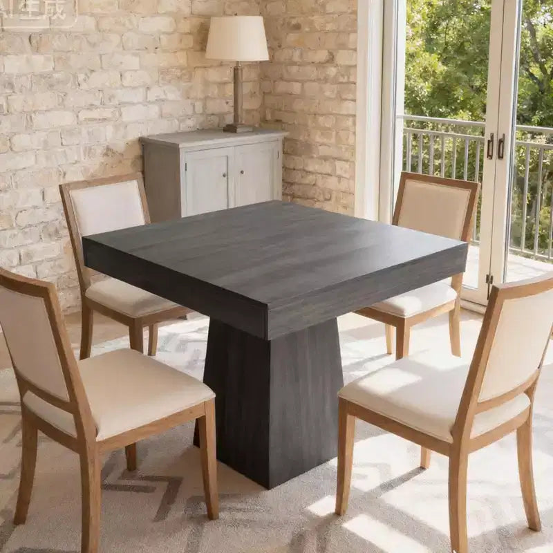 Tavolo da pranzo quadrato da 31,5 pollici per 4 persone, piccolo tavolo da cucina con robusta base a piedistallo, tavolo da pranzo in stile rustico