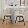 Okak 26 Inch Counter Stools Set of 2 with 360Swivel, Upholstered Velvet Bar Stools with Tufted Back and Wood Legs for Kitchen Island, Home Bar