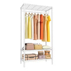 Heavy Duty 3-Tier Portable Clothes Rack C 660LB Capacity White Metal Garment Organizer for Apartment/Bedroom
