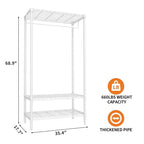 Appendiabiti Portatile a 3 Livelli per Carichi Pesanti C, Capacità 300 kg, Organizzatore per Vestiti in Metallo Bianco per Appartamento/Camera da Letto