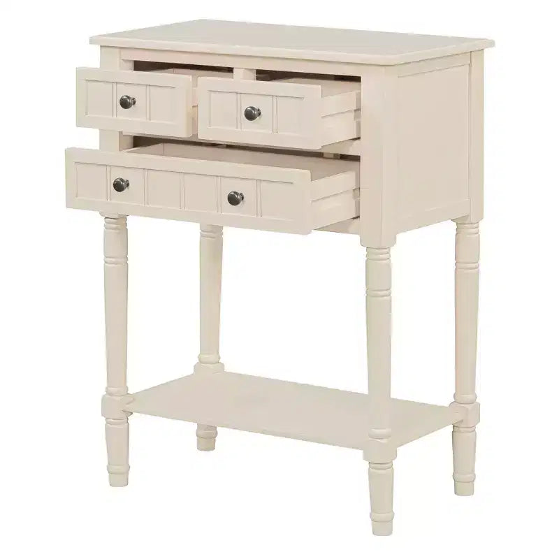 Consolle piccola retrò con cassetti e ripiano inferiore, tavolo da ingresso in legno stile rustico con portaoggetti, tavolino sottile in legno per ingresso