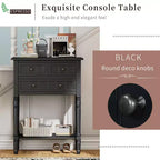 Consolle piccola retrò con cassetti e ripiano inferiore, tavolo da ingresso in legno stile rustico con portaoggetti, tavolino sottile in legno per ingresso