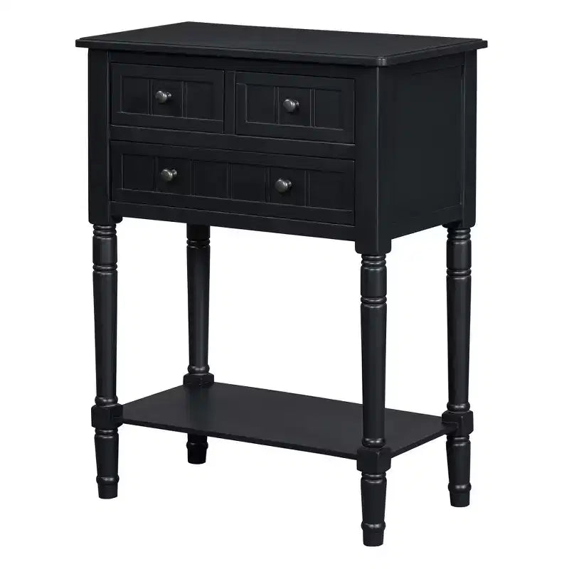 Consolle piccola retrò con cassetti e ripiano inferiore, tavolo da ingresso in legno stile rustico con portaoggetti, tavolino sottile in legno per ingresso