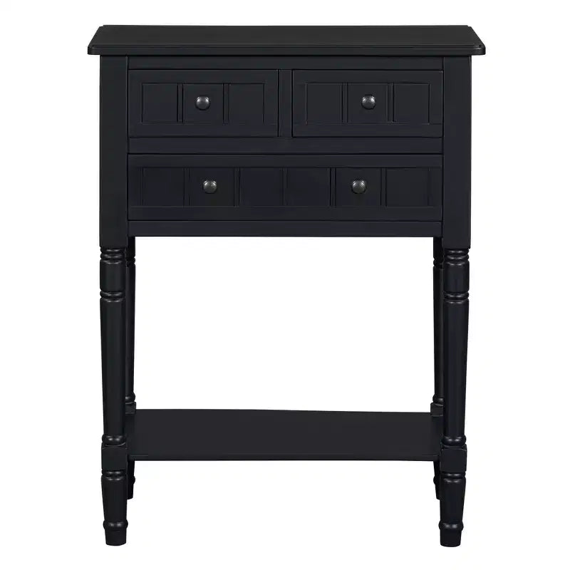 Consolle piccola retrò con cassetti e ripiano inferiore, tavolo da ingresso in legno stile rustico con portaoggetti, tavolino sottile in legno per ingresso