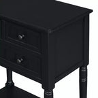 Consolle piccola retrò con cassetti e ripiano inferiore, tavolo da ingresso in legno stile rustico con portaoggetti, tavolino sottile in legno per ingresso
