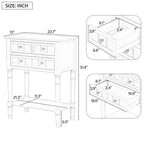 Consolle piccola retrò con cassetti e ripiano inferiore, tavolo da ingresso in legno stile rustico con portaoggetti, tavolino sottile in legno per ingresso
