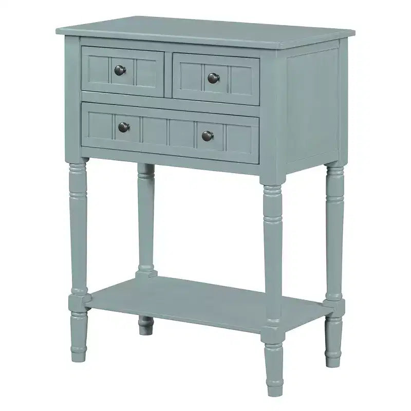 Consolle piccola retrò con cassetti e ripiano inferiore, tavolo da ingresso in legno stile rustico con portaoggetti, tavolino sottile in legno per ingresso