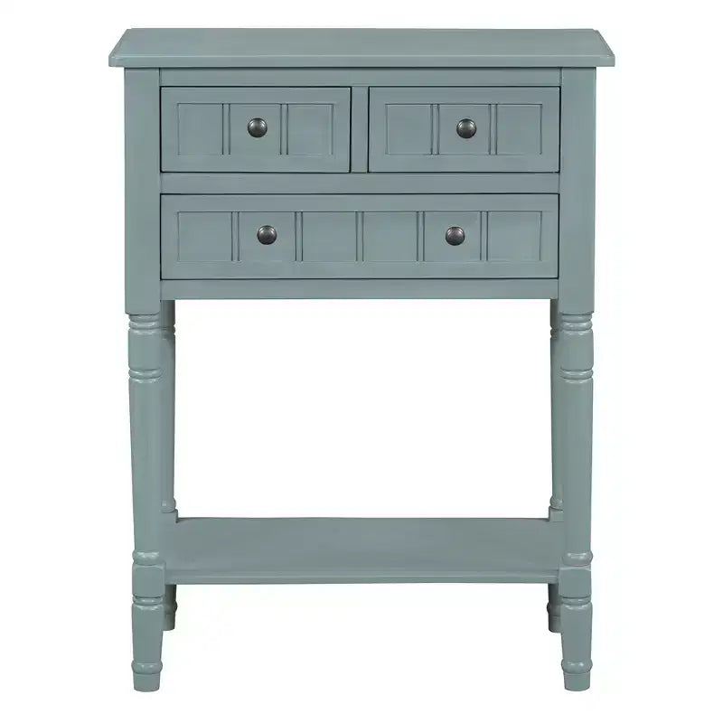 Consolle piccola retrò con cassetti e ripiano inferiore, tavolo da ingresso in legno stile rustico con portaoggetti, tavolino sottile in legno per ingresso