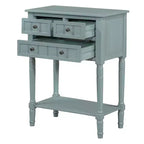 Consolle piccola retrò con cassetti e ripiano inferiore, tavolo da ingresso in legno stile rustico con portaoggetti, tavolino sottile in legno per ingresso