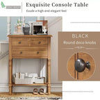 Consolle piccola retrò con cassetti e ripiano inferiore, tavolo da ingresso in legno stile rustico con portaoggetti, tavolino sottile in legno per ingresso